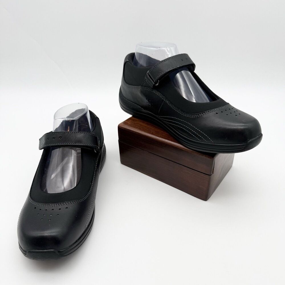 Drew Rose Women's Mary Janes Black Leather Comfort Shoes Size 7.5W Excellent